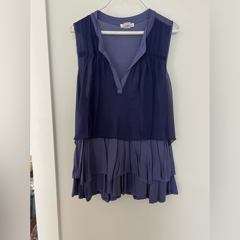 Sleeveless violet colored dressy/casual tunic tank. Cute with jeans!